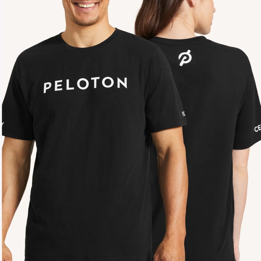 Peloton Black Short Sleeve Tee Minimalist Design